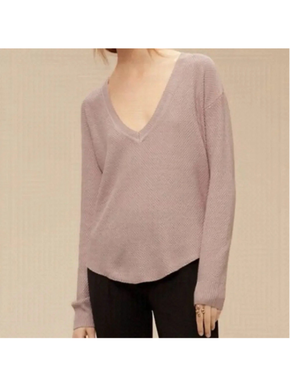Wilfred Aritzia Silk/Cashmere Galois Sweater in Dusty Pink - Size XS